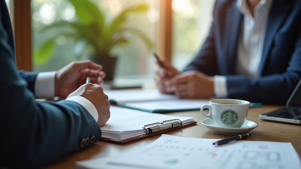 Eye-level view of a consultant discussing finance options