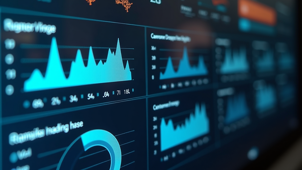 High angle view of data analytics dashboard displaying customer insights