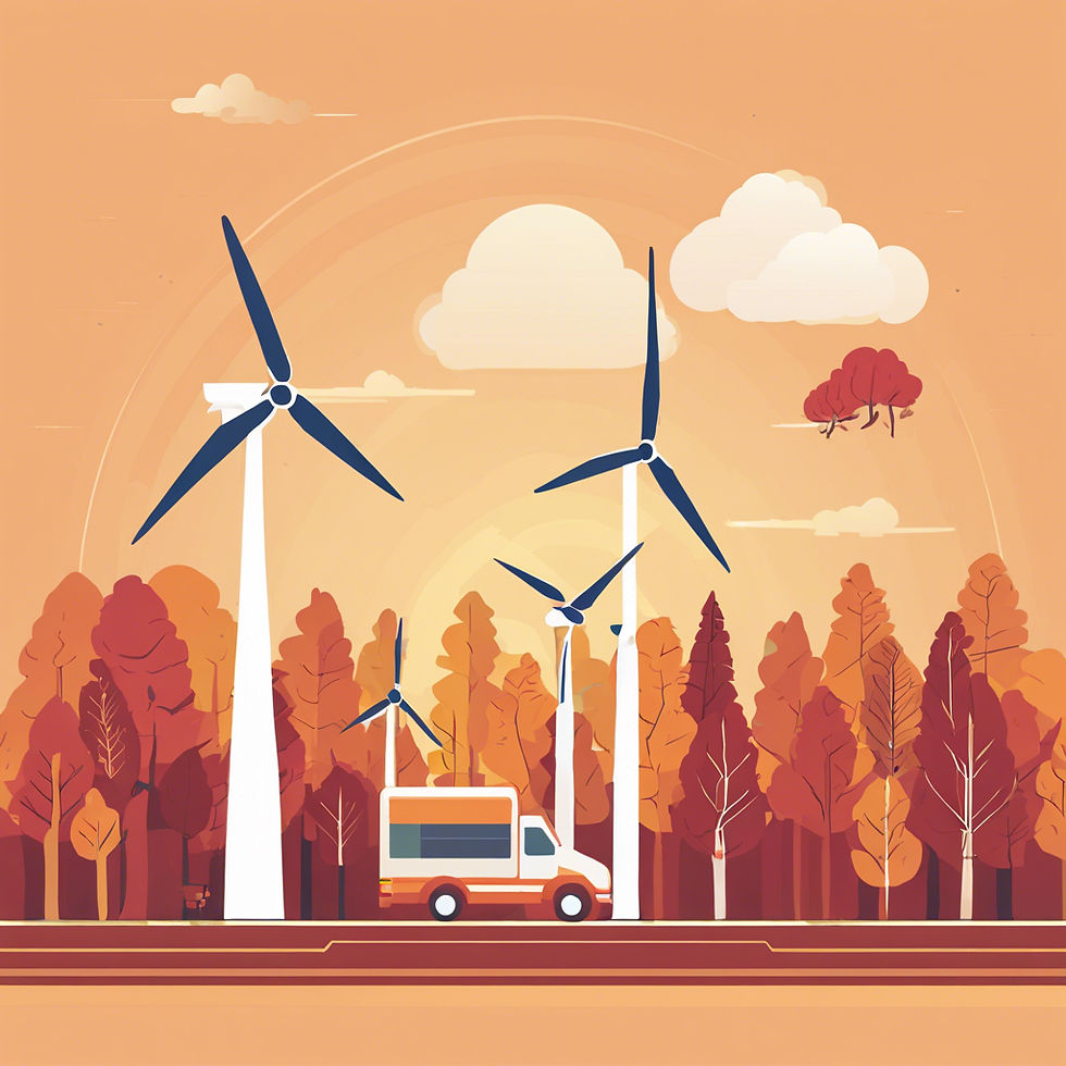 Renewable energy by turbine and electric van