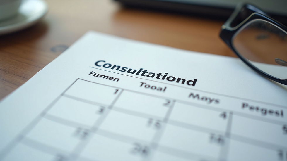 High angle view of a calendar with a scheduled consultation appointment