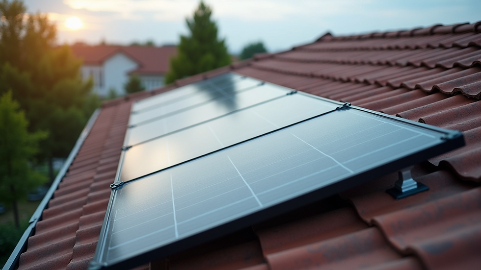 High angle view of solar panels installed on a residential rooftop