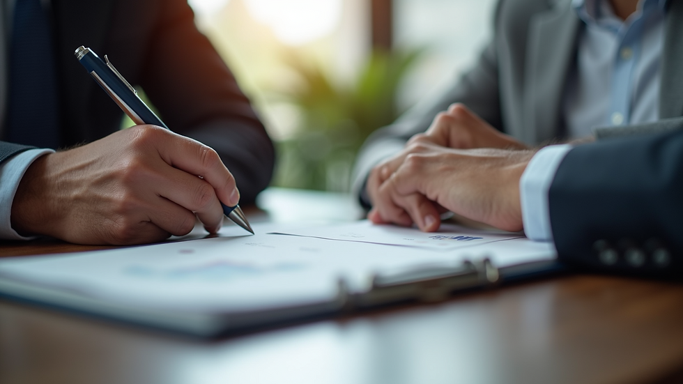 Close-up view of a financial advisor discussing a plan with a client