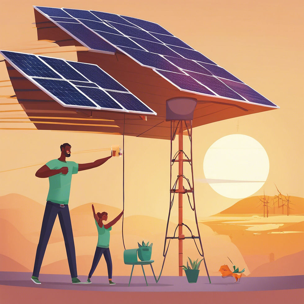 Solar panel powering a family's home