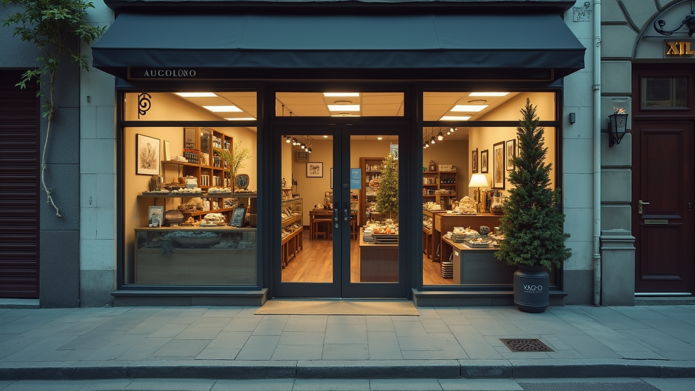 Eye-level view of a small business storefront