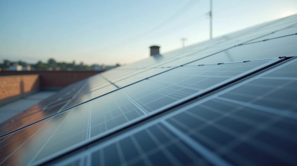 Close-up view of solar panels on a rooftop