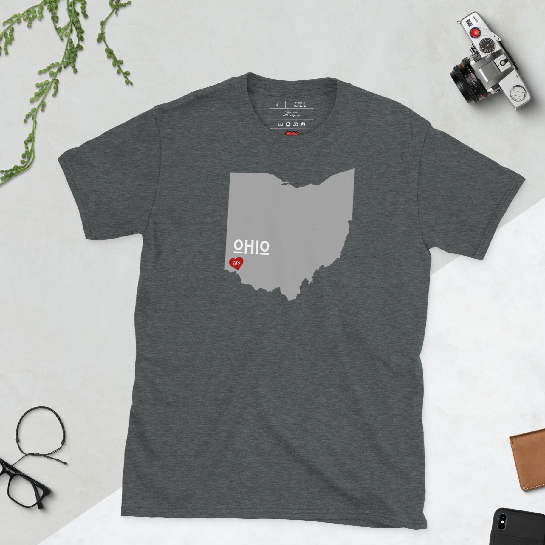 Ohio 513 unisex tee - white/navy/gray