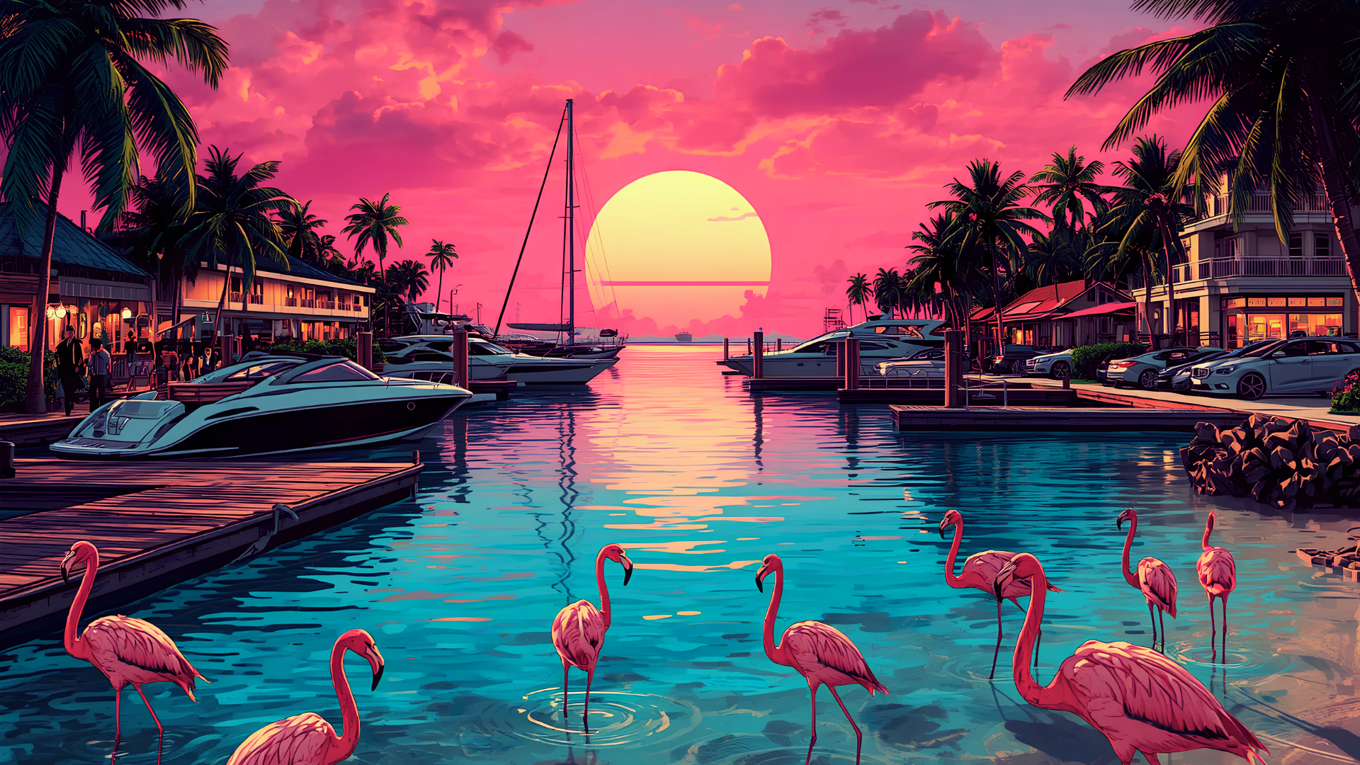 Marina Money Pink Pier Crime Drama Overlay - GTA Vice city inspired