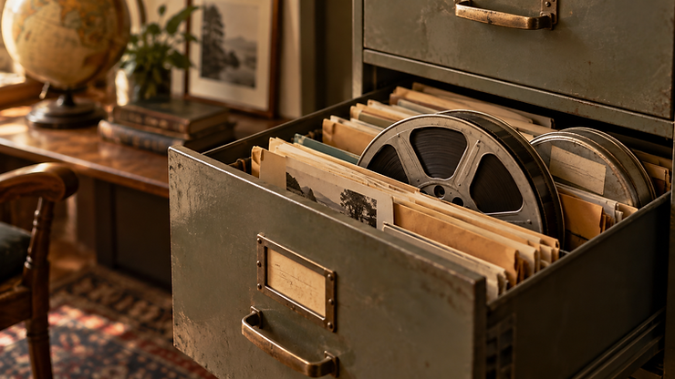 OBS Studio, Streaming, Recording, Creator Tools, OBS Tutorials Vintage film reel stored inside an open filing cabinet
