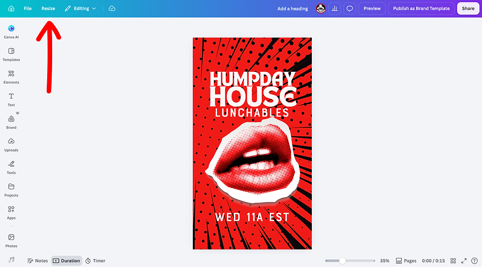 how to resize a design in Canva RED LIPS -screenshot