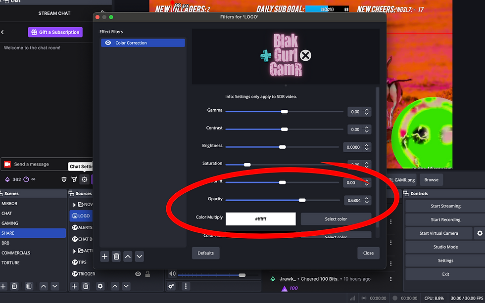 How To Adjust The Opacity Of An Image In OBS Studio-toggle opacity