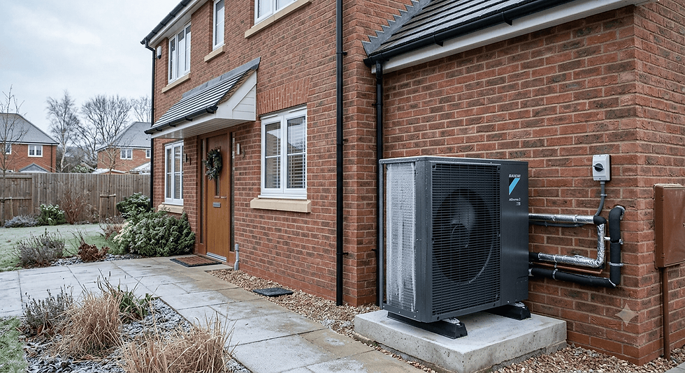 Normal frost on an air source heat pump during winter weather in the UK