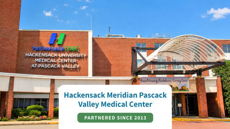 Exterior of Hackensack Meridian Pascack Valley Medical Center in Westwood, New Jersey, celebrating its hospital partnership with Onsite Neonatal Partners since 2013.