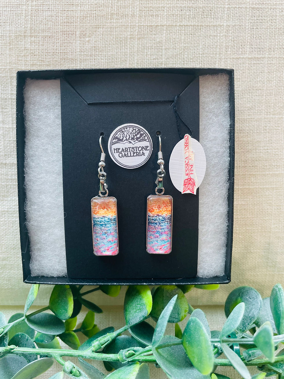 Thumbnail: “Peaceful Sea” Fine Art Cabochon Earrings