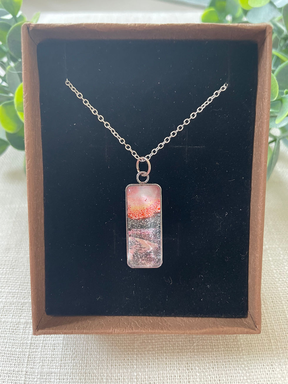 Thumbnail: “Freshet Flame” Fine Art Cabochon Pendant Necklace