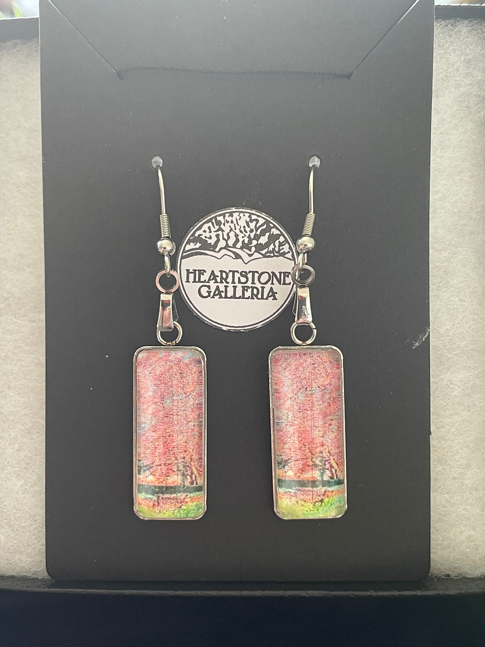 Thumbnail: “Cherry Blooms” Fine Art Cabochon Earrings