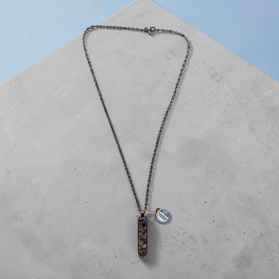 Thumbnail: “Vermillion & Aqua” Micro-Mosaic Copper Pendant Necklace