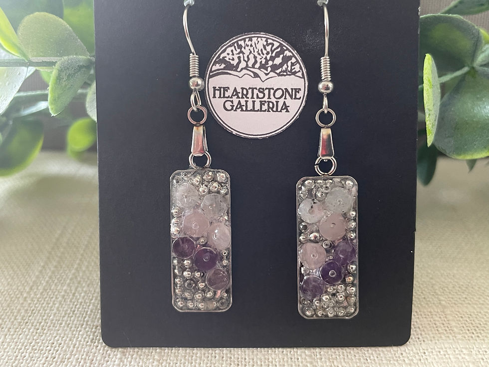 Thumbnail: Micro-Mosaic Earrings Purple, Pink & Silver