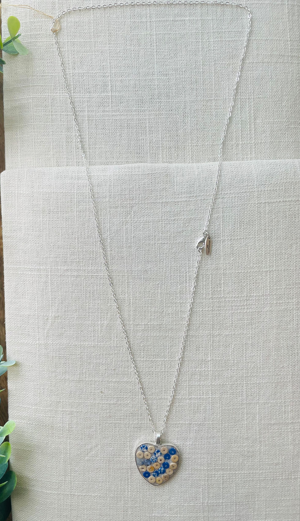 Thumbnail: “Dockside Denim” Micro-Mosaic Heart Pendant Necklace