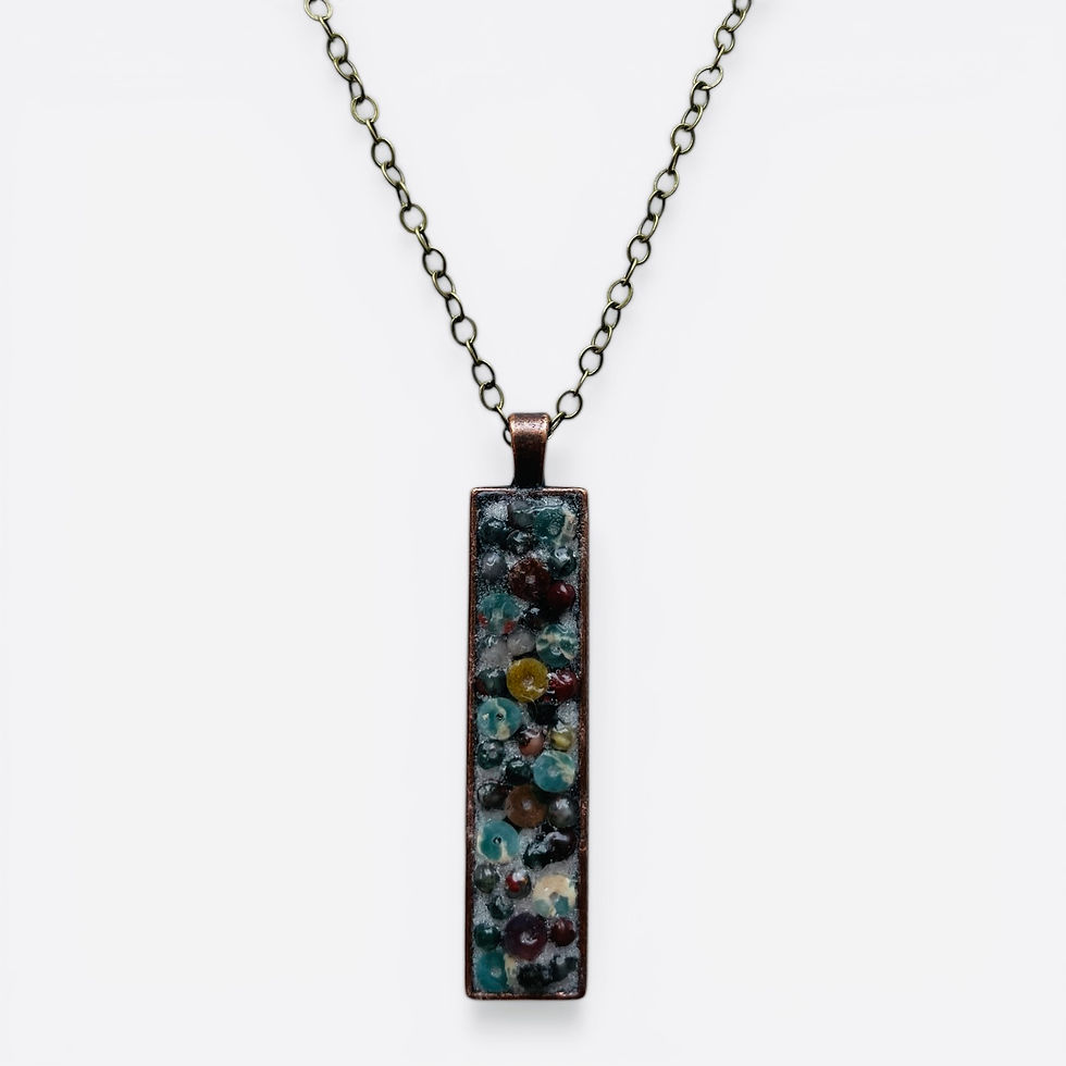 Thumbnail: “Vermillion & Aqua” Micro-Mosaic Copper Pendant Necklace