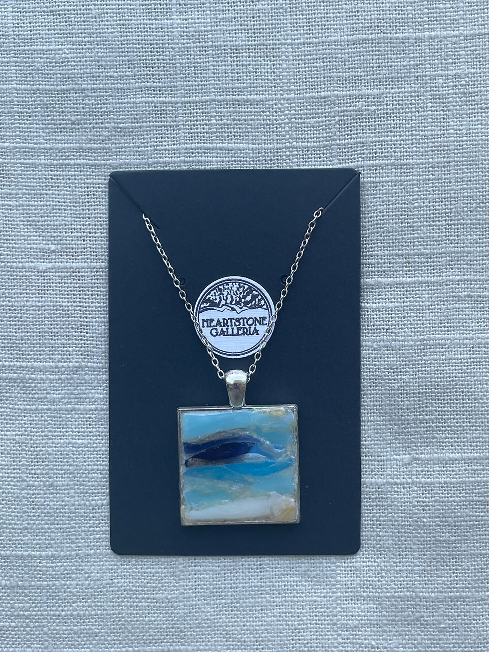 Thumbnail: Sea Glass Pendant Necklace 18” Silver Chain