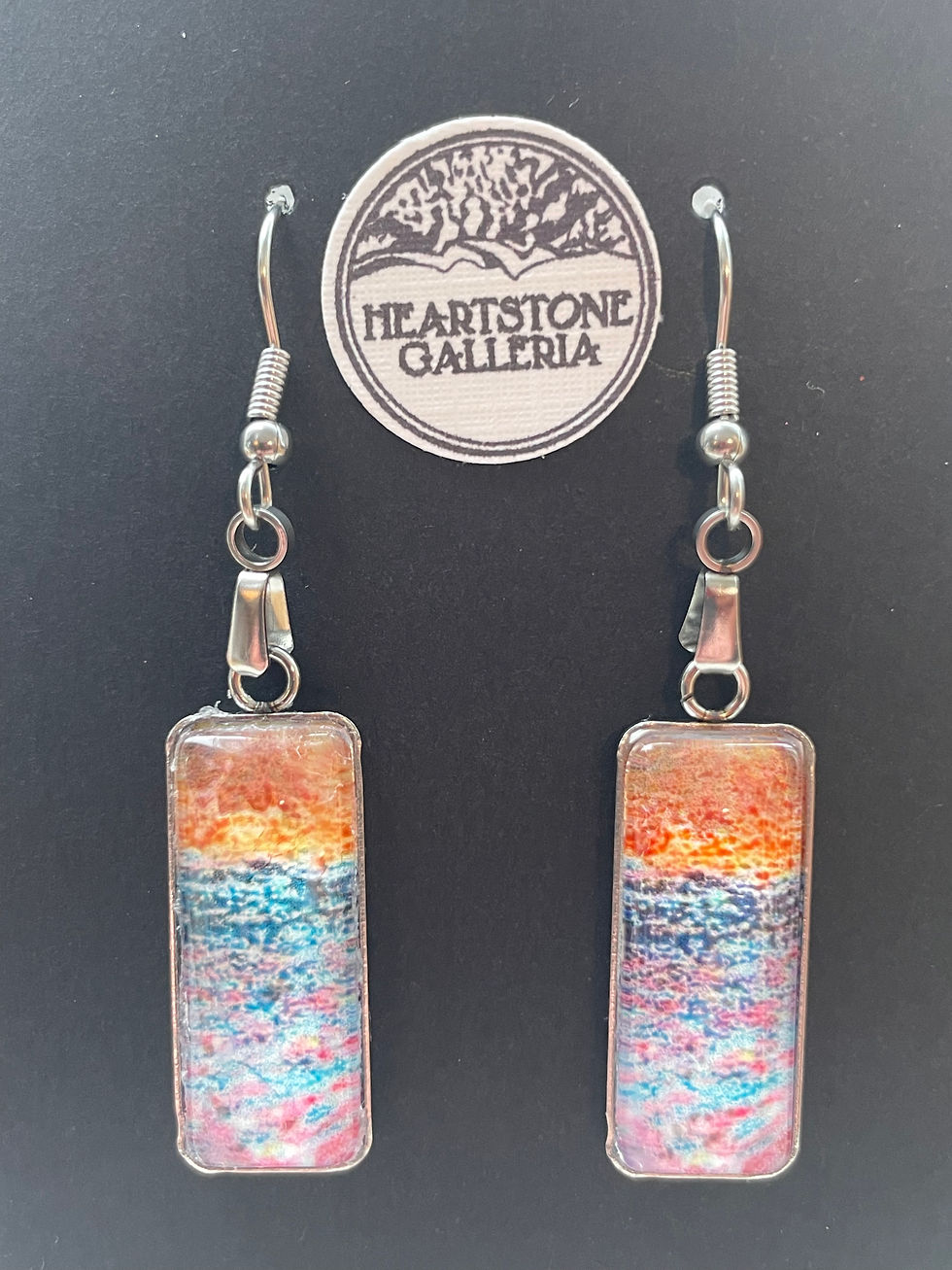 Thumbnail: “Peaceful Sea” Fine Art Cabochon Earrings