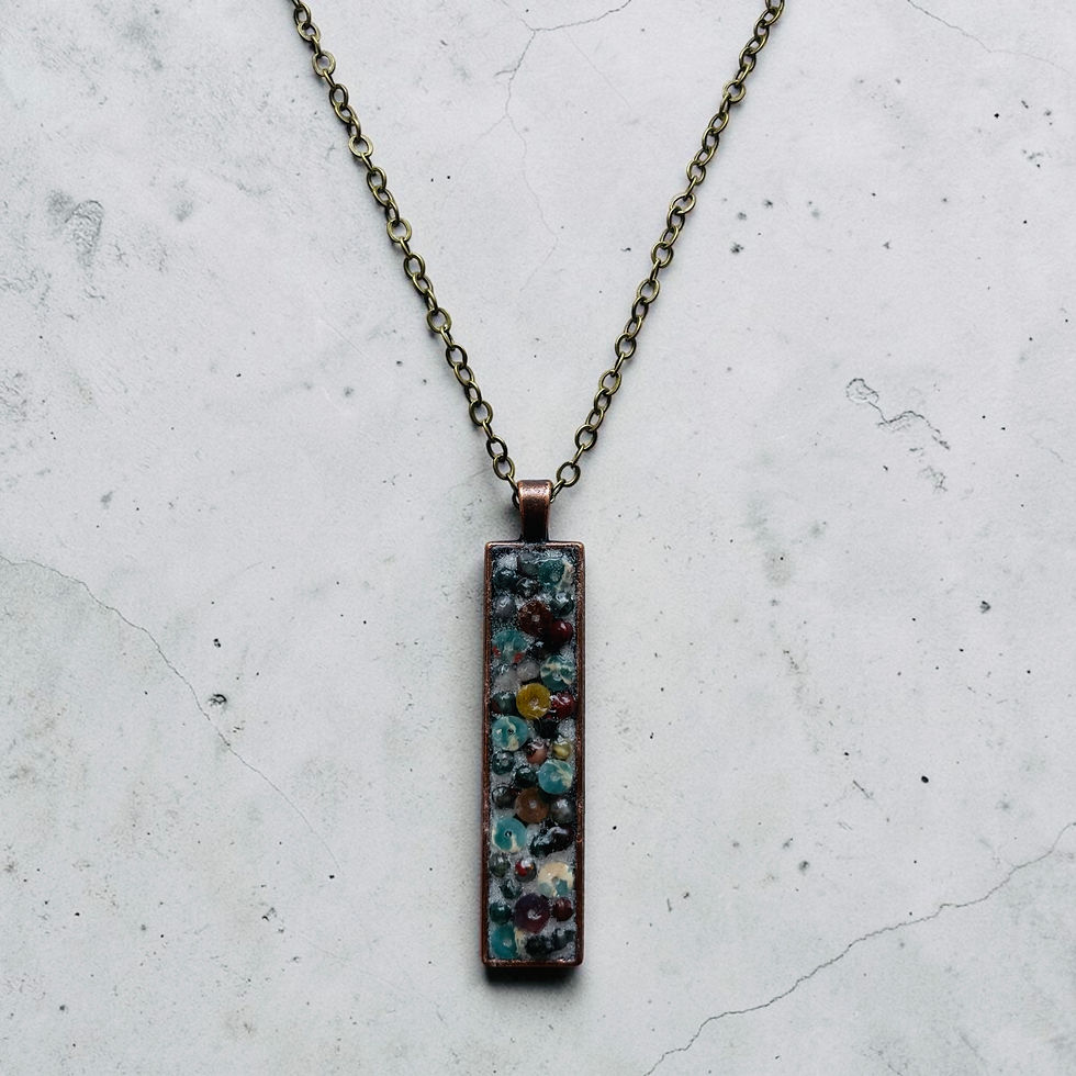 Thumbnail: “Vermillion & Aqua” Micro-Mosaic Copper Pendant Necklace