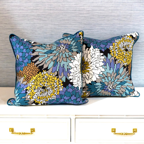 Pair of Custom Indoor/Outdoor Floral Pillows | Rail + Stile