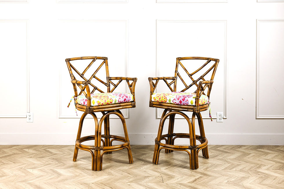 Thumbnail: Pair of Lane Venture Tradewinds Rattan Bar Stools
