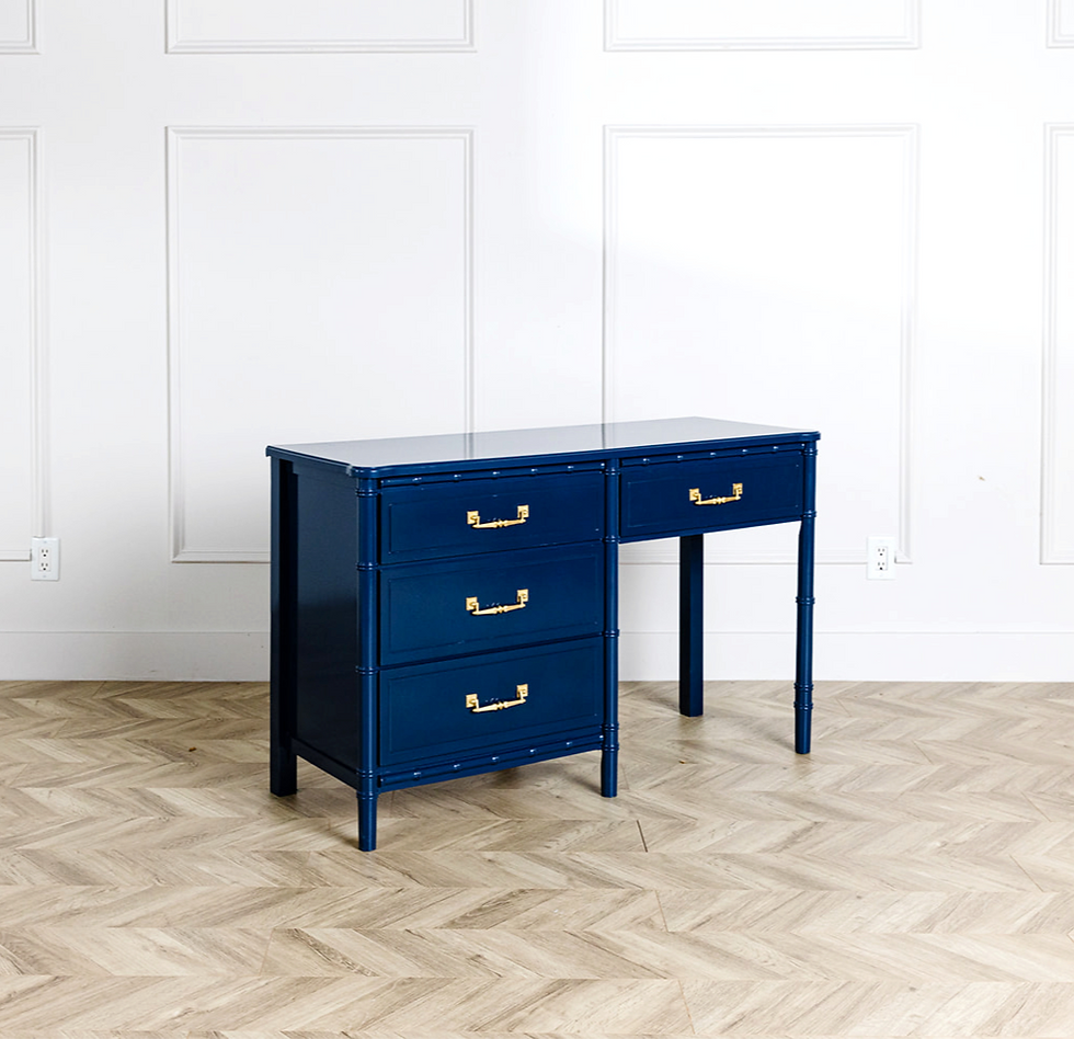 Thumbnail: Vintage Faux Bamboo Desk Lacquered Hale Navy
