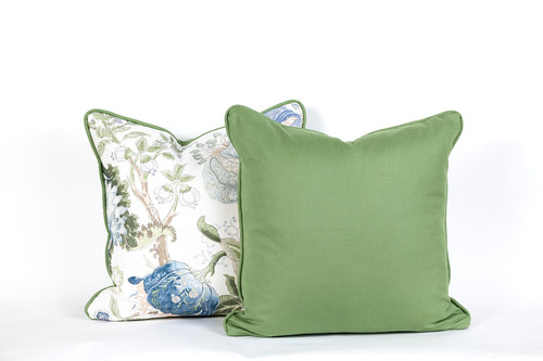 Pair of Custom Schumacher Indian Arbre Pillows in Green and