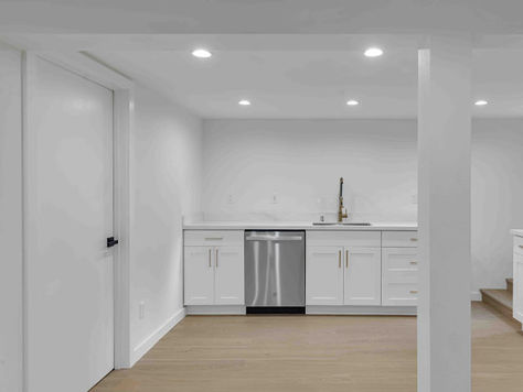 garage conversion remodeled into a modern living or office space, clean design