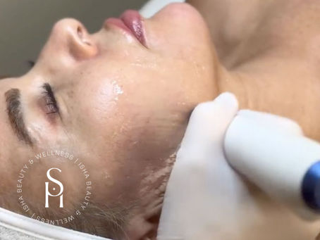 Licensed aesthetician performing luxury facial med sap treatments in elegant Miami wellness spa, calming atmosphere, modern treatment room, glowing skin results