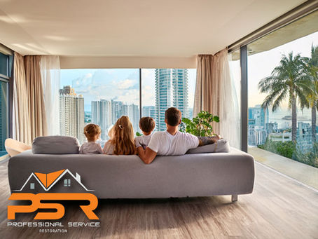 family enjoying clean air indoors, Miami condo interior professional air duct cleaning for allergy relief