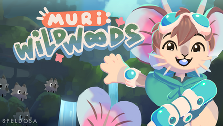 Colorful forest scene with cartoon vegetation. Text reads "MURI: Wildwoods" above.