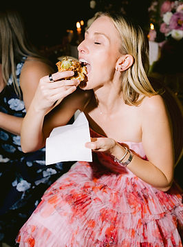 Guest enjoys late Dennis Dean Catering Late Night Passed Appetizers at wedding