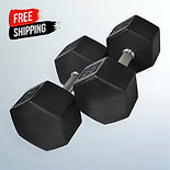 55LB - 80LB SET SUPER HEX VIRGIN RUBBER DUMBBELLS COMMERCIAL GRADE