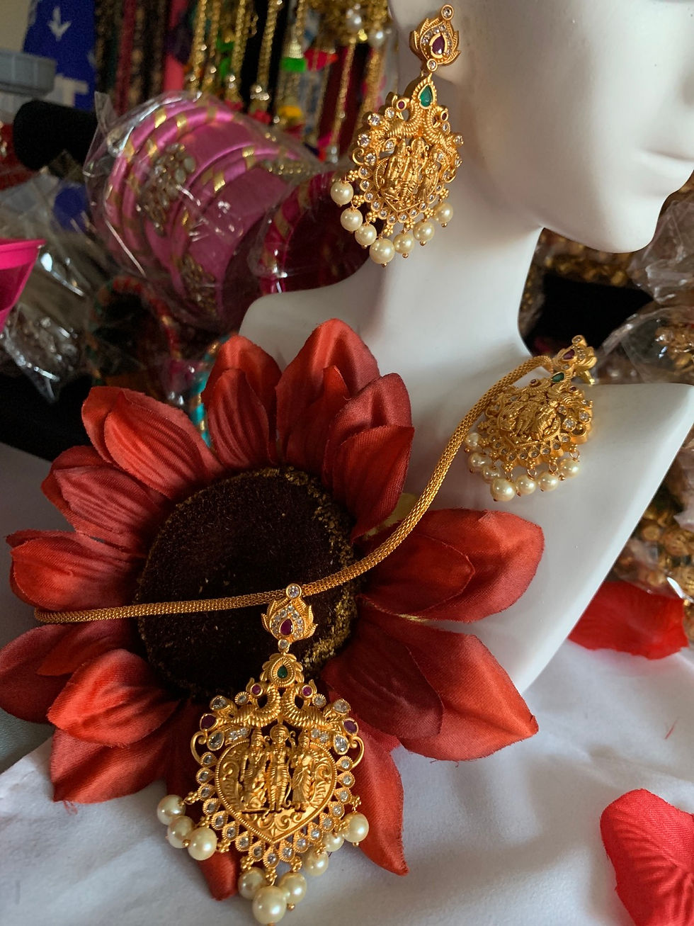 Thumbnail: Pendant Set - Turvi Vaidehi, Superior Temple Jewelry Collection 💎💎