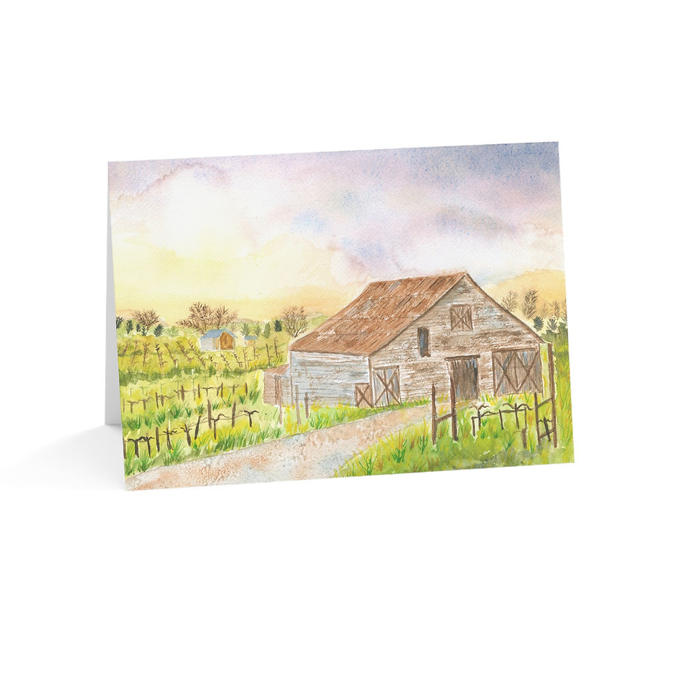 Thumbnail:  Sonoma Barn & Vineyard - Watercolor Art, Any Occasion, 1-50pcs   