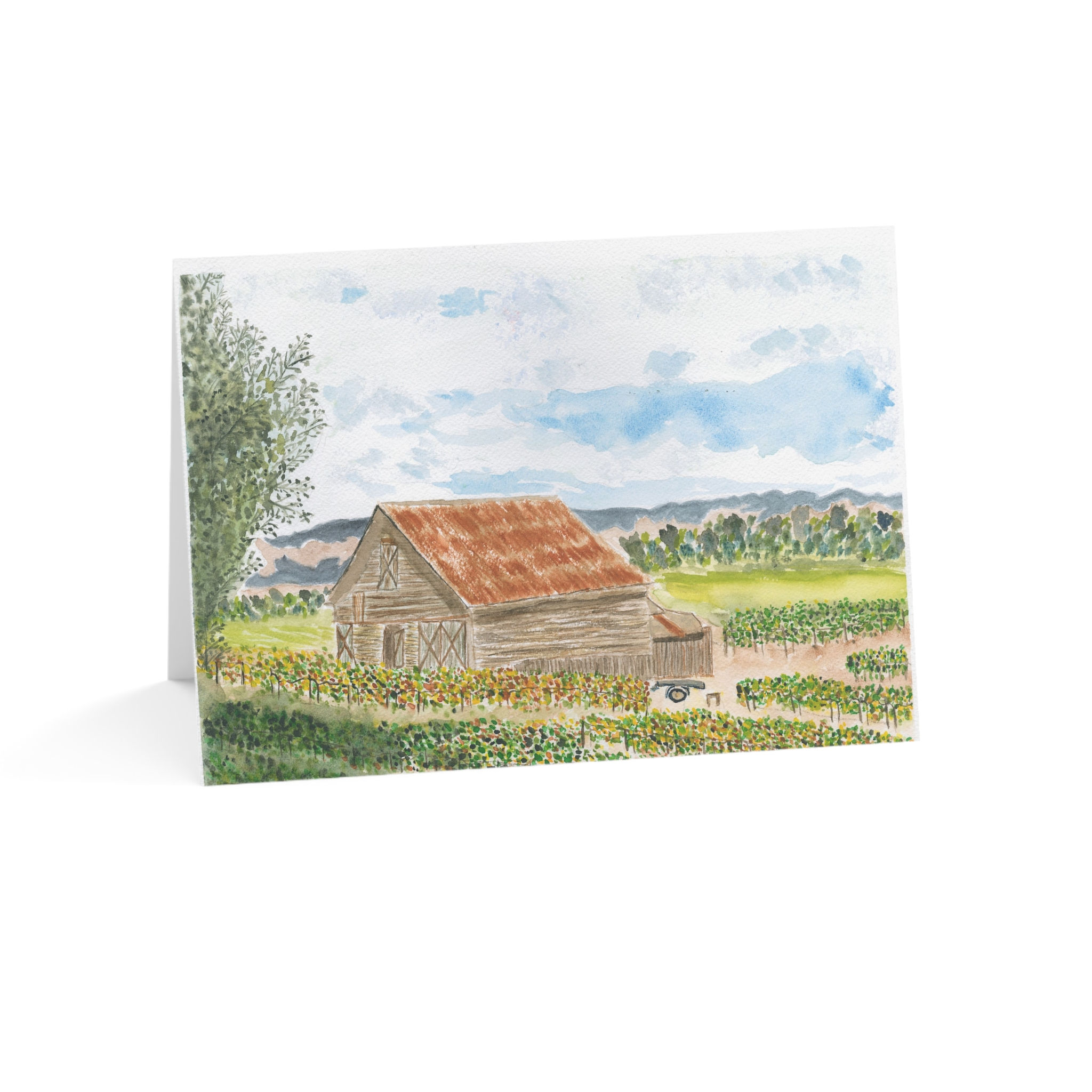 Behind Sonoma Barn & Vineyard - Watercolor Art, Any Occasion, 1-50pcs   