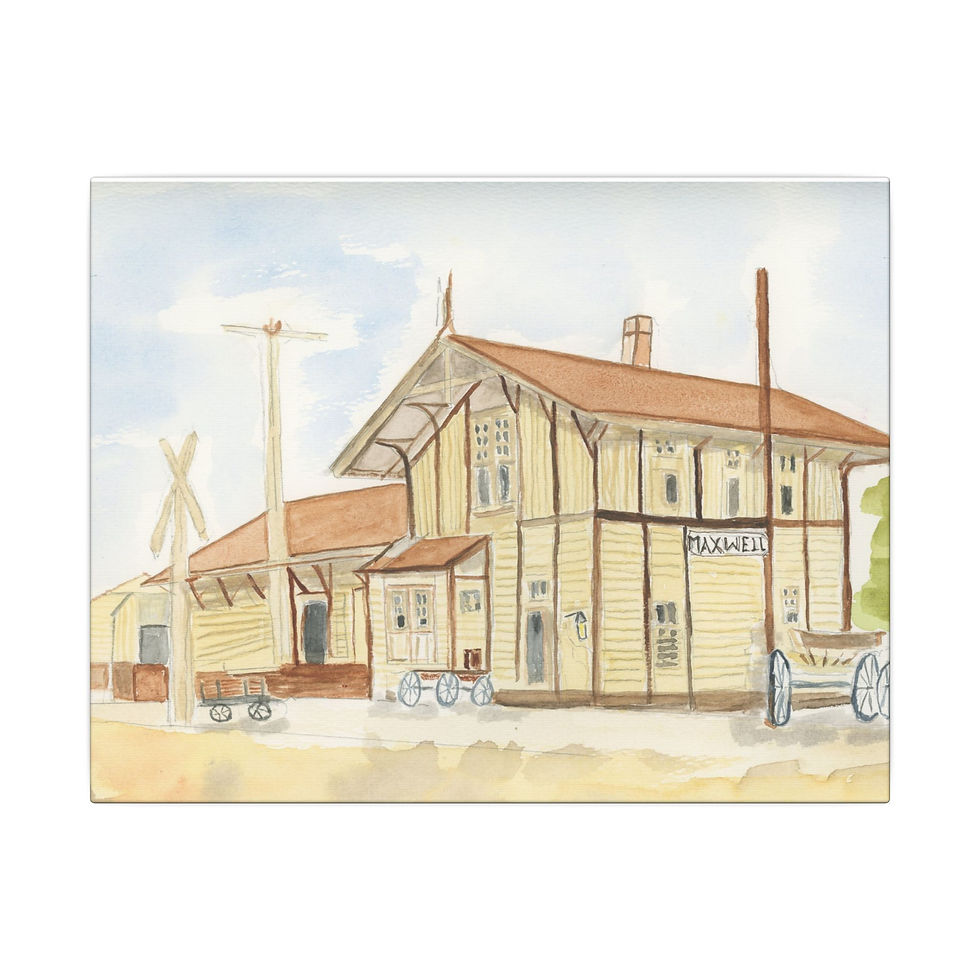 Thumbnail: Maxwell Railroad Depot Built 1890, Canvas Print, Home Decor, Wall Art