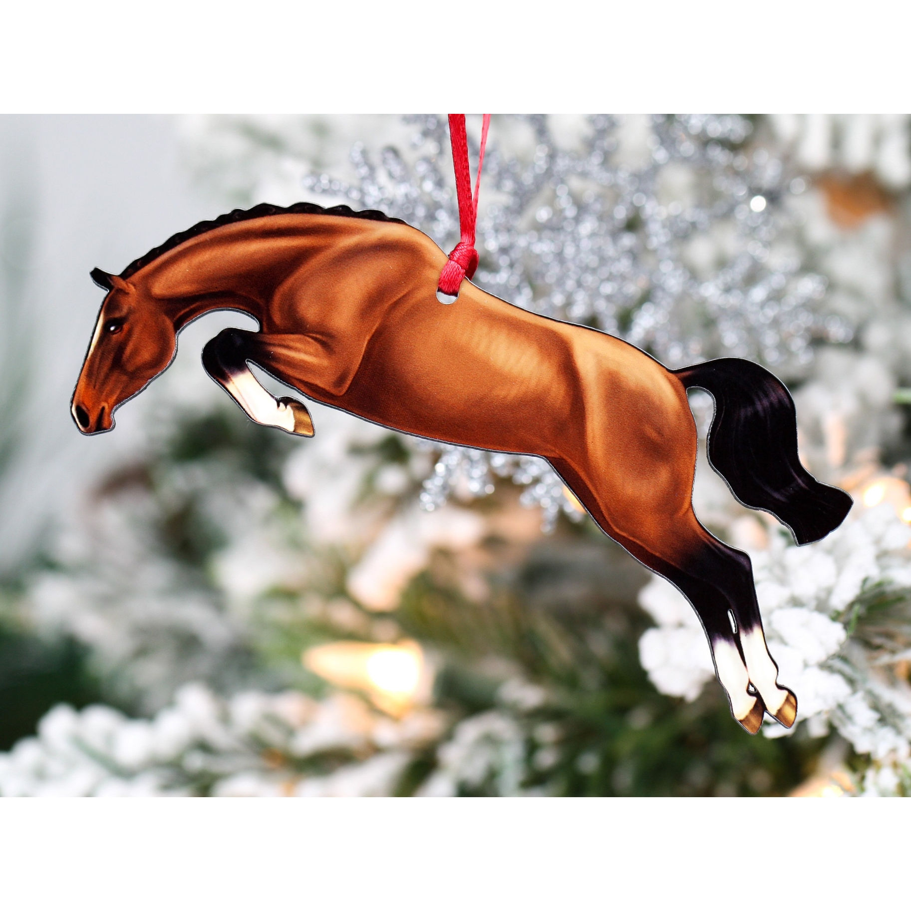 Jumping Horse Ornaments - Bay Hunter Jumper II