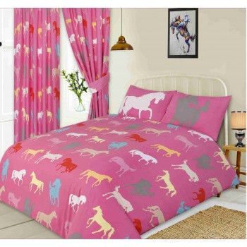 Pink Horses Bedding Set