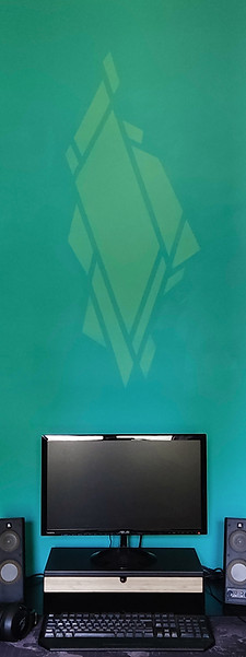 Studio in verde con geometrie