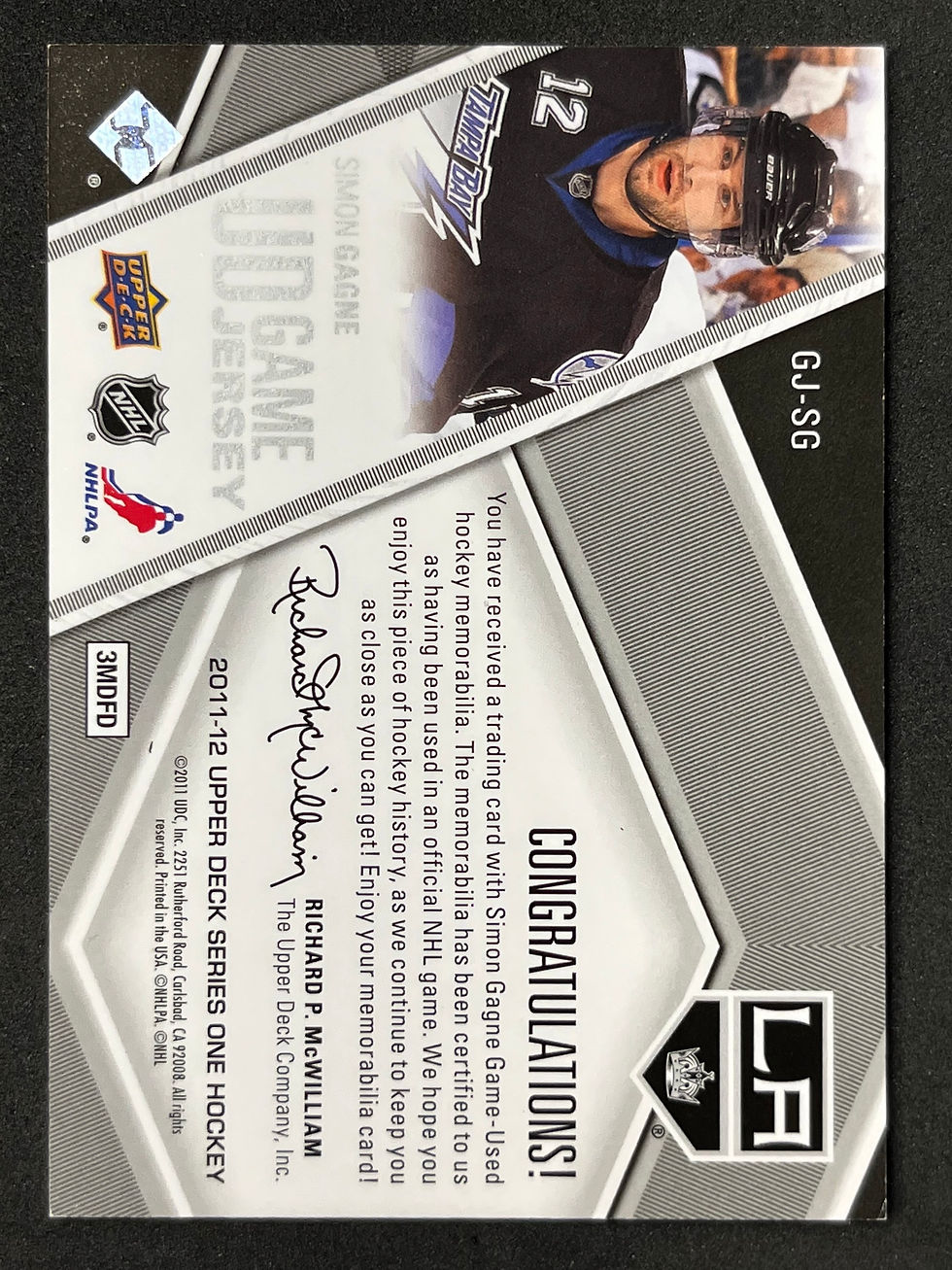 Thumbnail: 2011-12 Upper Deck Game Jersey Simon Gagne GJ-SG