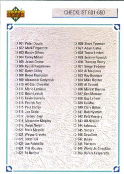 700. Checklist 601-700 CL - 91-92 Upper Deck NHL - COMMON
