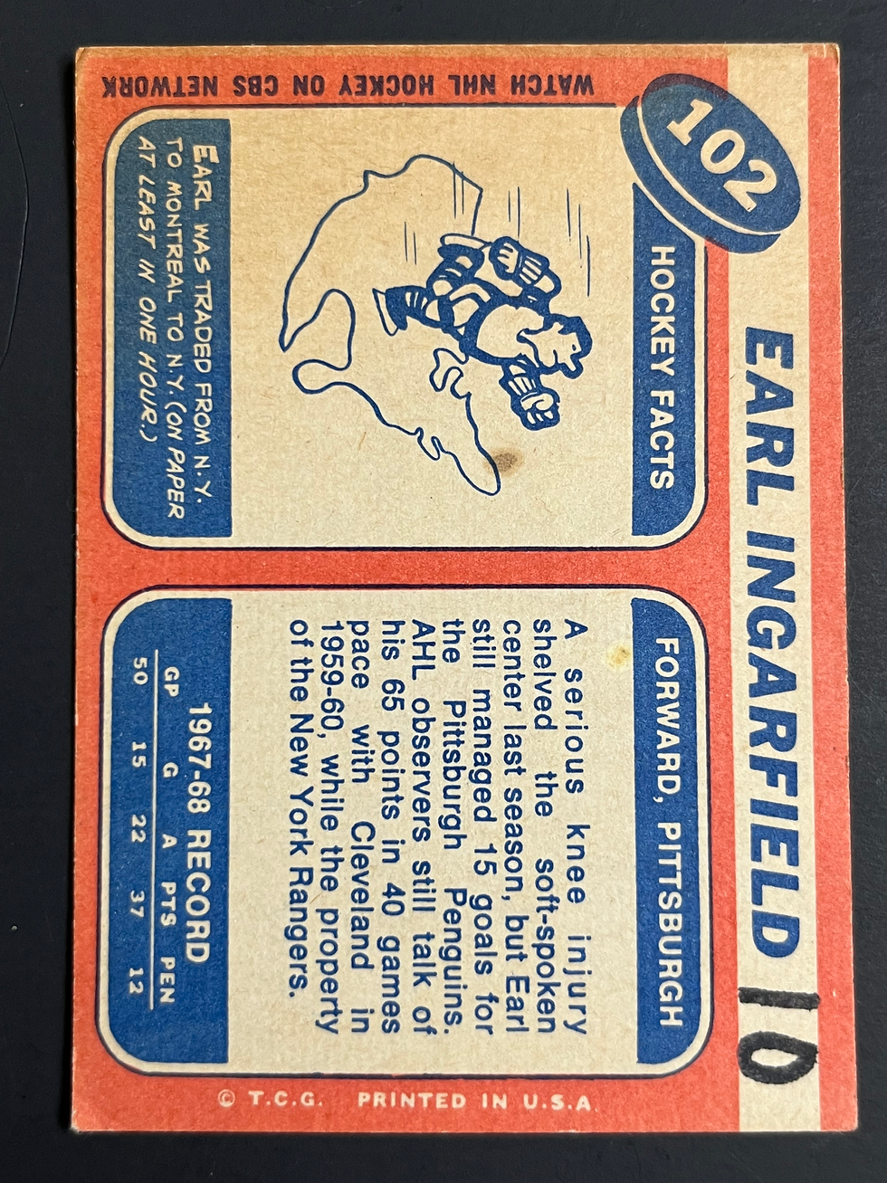 Thumbnail: 1968-69 Topps Earl Ingarfeild 102