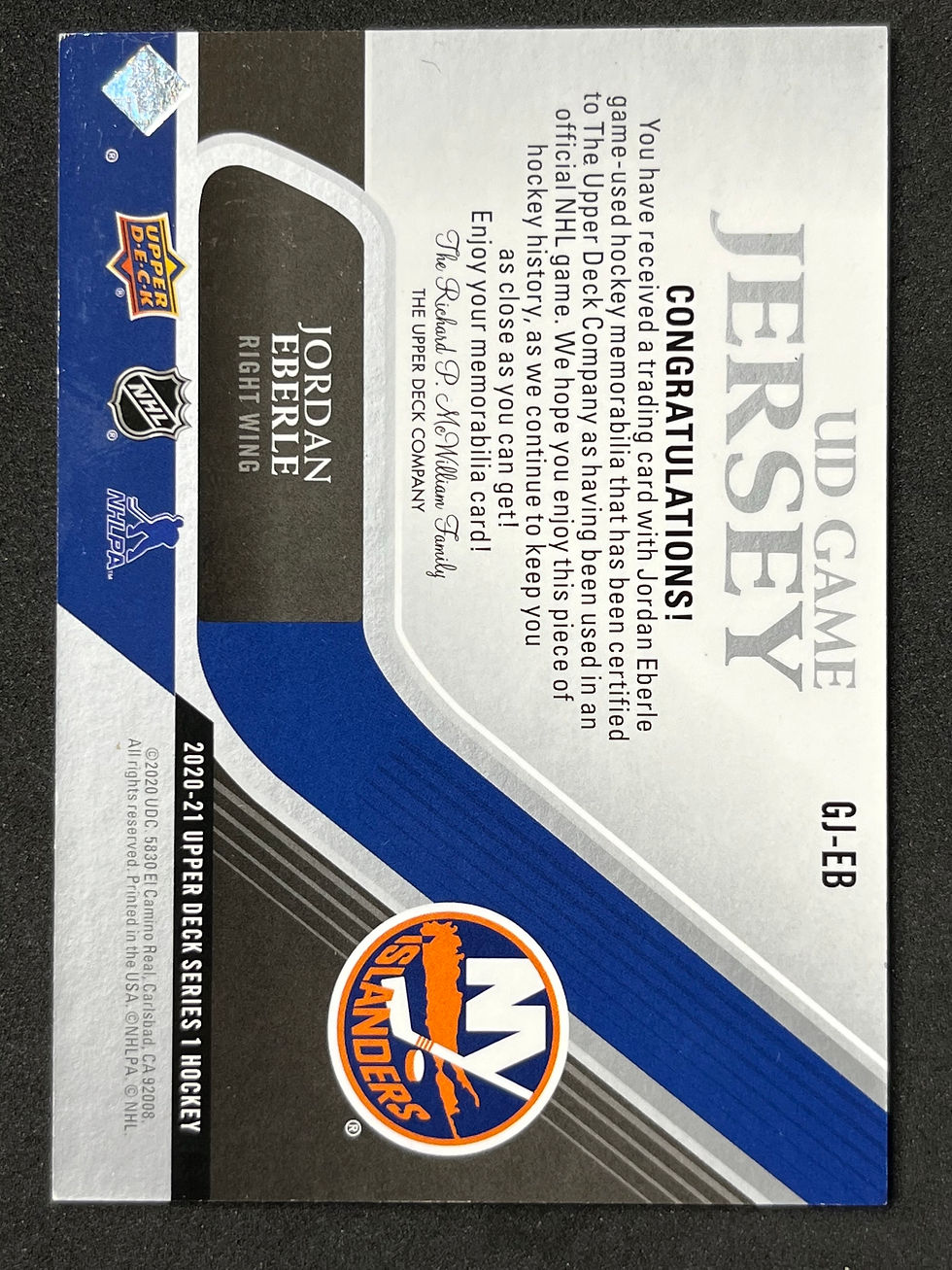 Thumbnail: 2020-21 Upper Deck Game Jersey Jordan Eberle GJ-JE