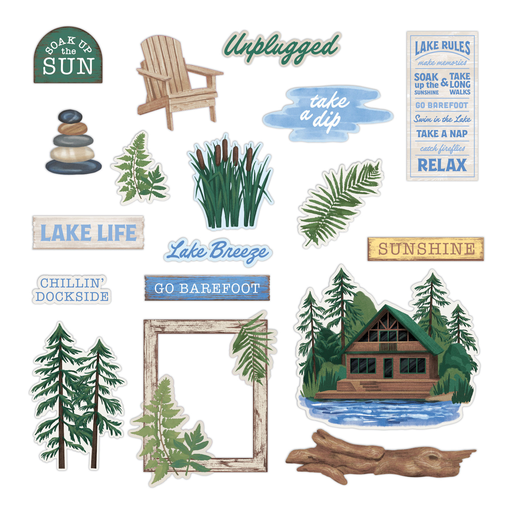 Lakeside Memories Embossed Embellishments (40/pk)