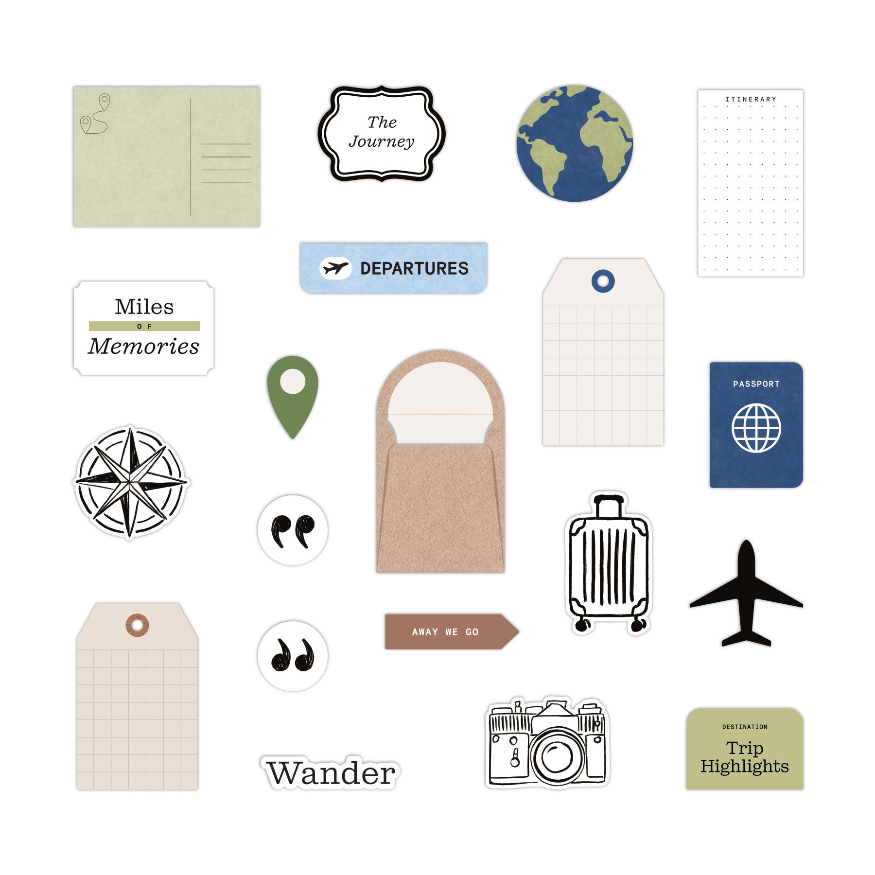 Natural Beginnings Embellishments - Travel (20/pk)