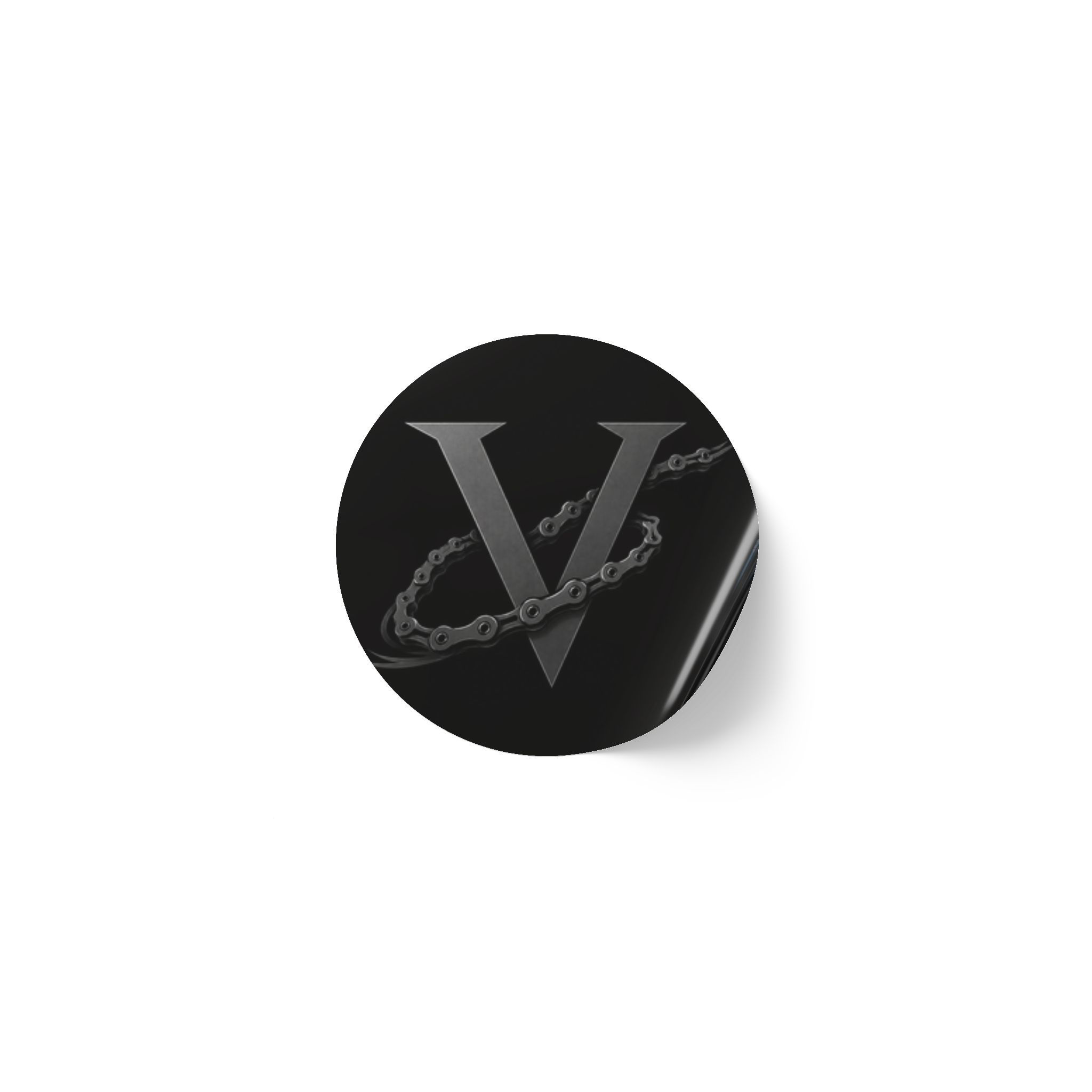 Black V Monogram Round Sticker ROLL — Premium Logo Label Seals